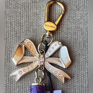 NWT Brahmin Ribbon/Bow with Fine European Crystal & ROYAL PURPLE Tassel